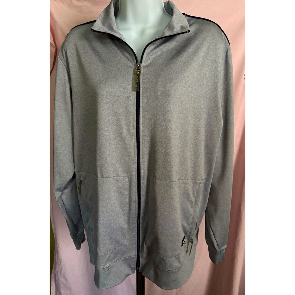Everlast Men’s M Gray Black Full Zip Track Jacket 44” Chest 27” Length